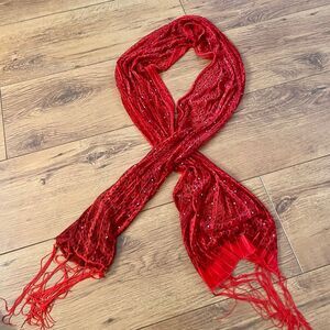 Beautiful Red animal print rhinestone scarf